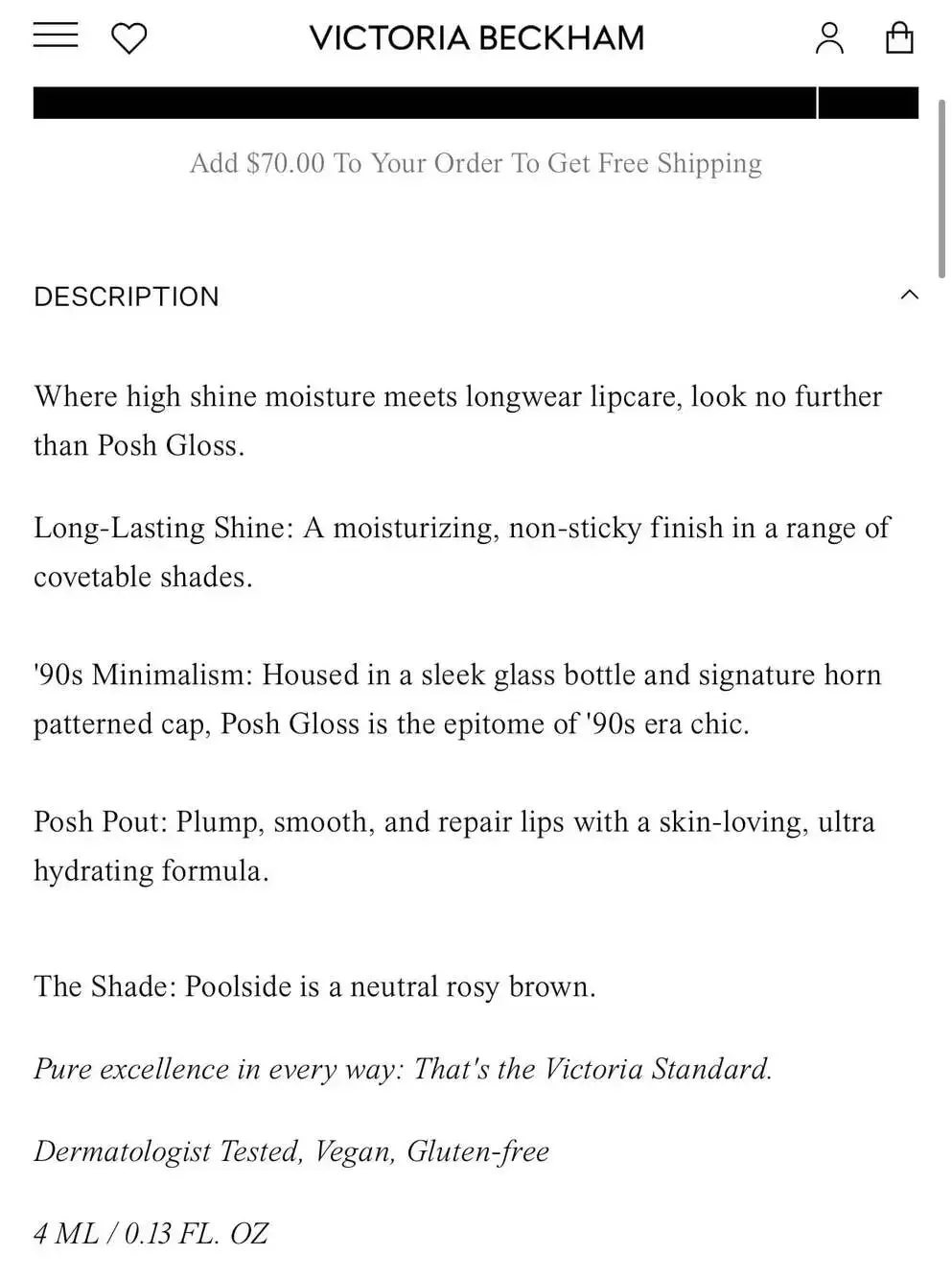 Victoria Beckham Posh Gloss High Shine Lip Gloss - Shade Poolside